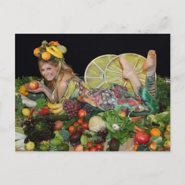 früchte obst postkarte, post card, vegetarian card (Front)