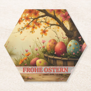 Frühlingsblütenzauber mit Ostereierpracht Paper Coaster