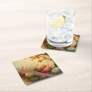 Frühlingsblütenzauber mit Ostereierpracht Paper Coaster