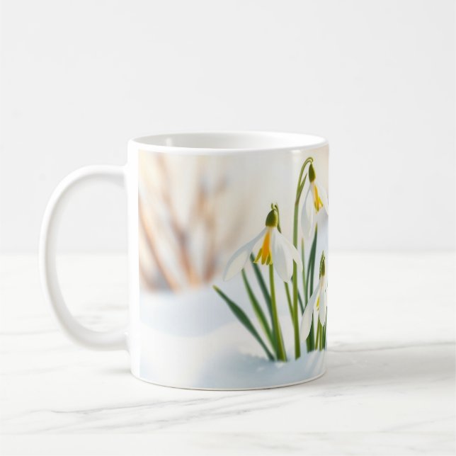 Frühlingserwachen Tasse Schneeglöckchen Krokusse Coffee Mug (Left)