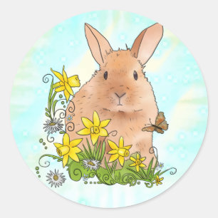 Frühlingshase Runder Aufkleber Classic Round Sticker