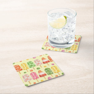 Fruir Popcicles Square Paper Coaster