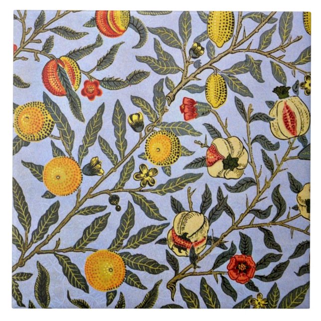 Fruit, a William Morris vintage patternm Tile (Front)