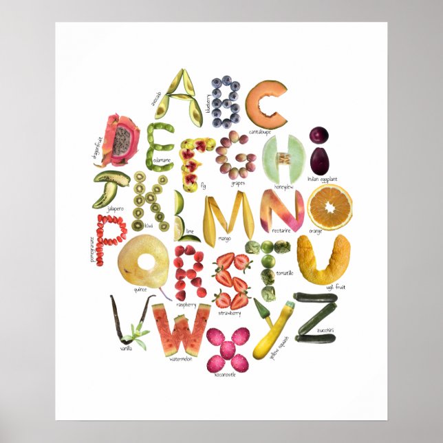 Fruit Alphabet Kids ABC Nursey Food Theme  Poster (Front)