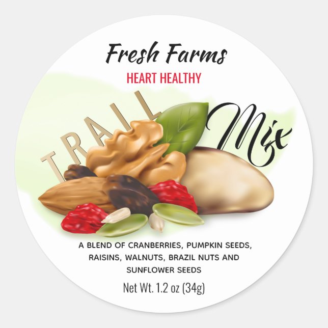 Fruit And Nut Trail Mix Label (Front)