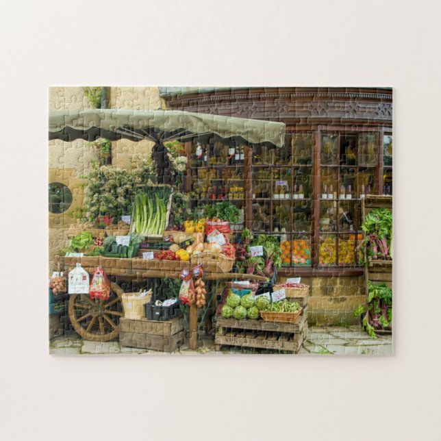 Fruit and Veg Colourful English Village Store Jigsaw Puzzle (Horizontal)