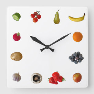 Fruit and Veg Square Wall Clock