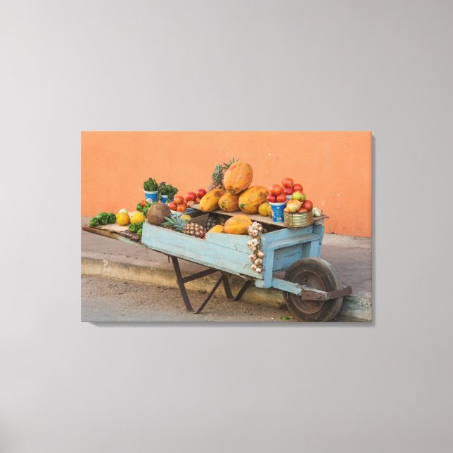 Fruit and vegetable cart, Cuba Canvas Print (Front)