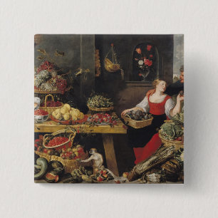 Fruit and Vegetable Market 15 Cm Square Badge