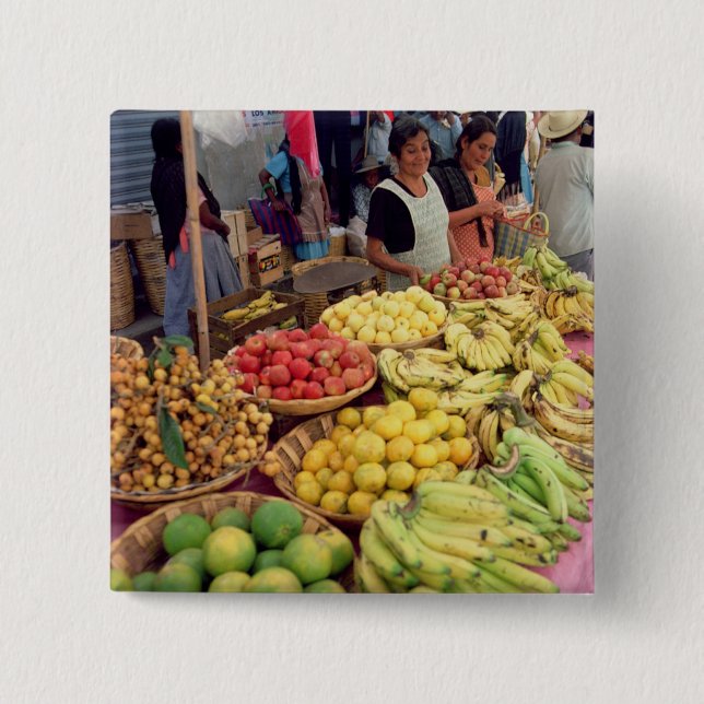 Fruit and vegetable stall 15 cm square badge (Front)