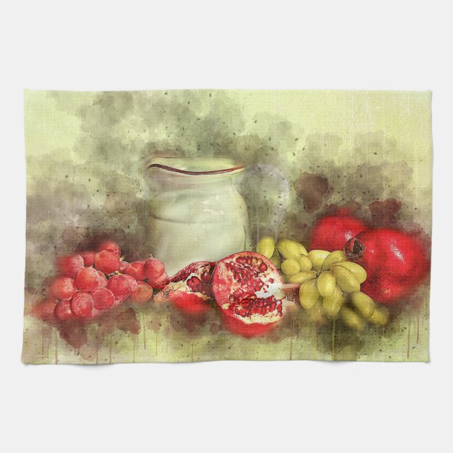 Fruit and Vegetable Still Life Tea Towel (Horizontal)