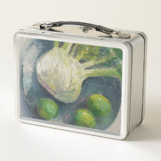 Fruit and Vegetables Fennel Limes  on Blue Plate Metal Lunch Box
