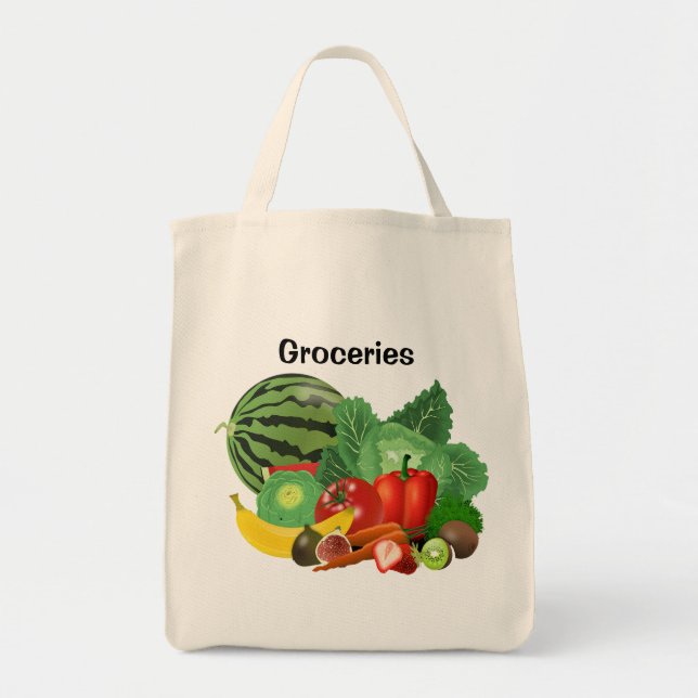 Fruit And Vegetables Grocery Tote Bag (Front)