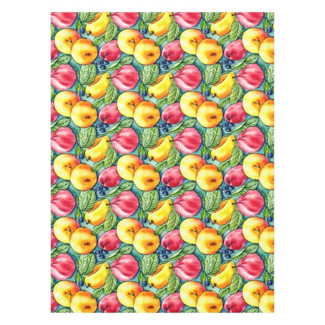 Fruit apple pear summer watercolor pattern tablecloth (Front)