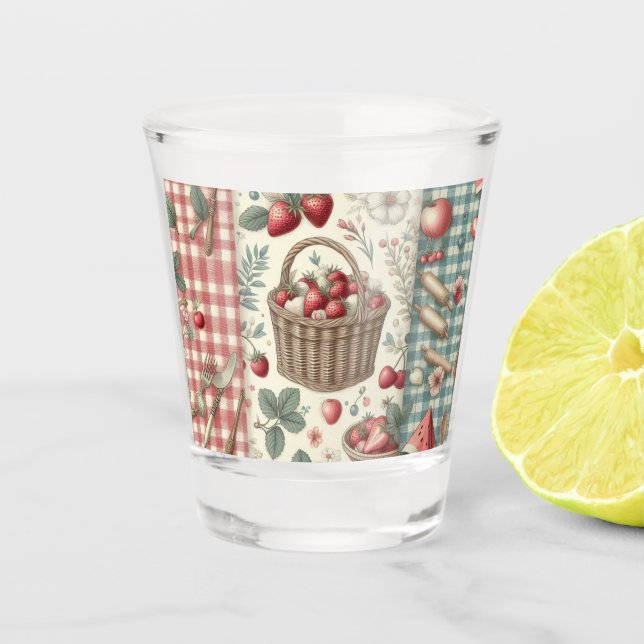 Fruit Basket Gingham Fun Shot Glass (Front)
