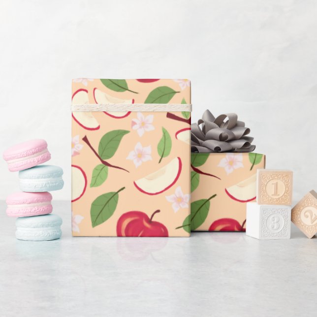 Fruit Basket Pattern Collection - Apples Wrapping Paper (Baby Shower)