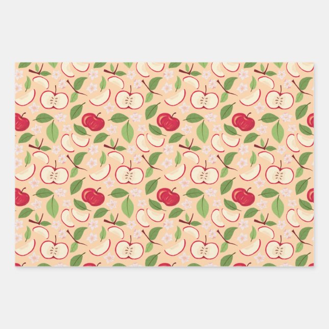 Fruit Basket Pattern Collection - Apples Wrapping Paper Sheet (Front)