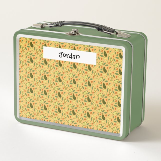 Fruit Basket Pattern Collection - Avocado Metal Lunch Box (Front)