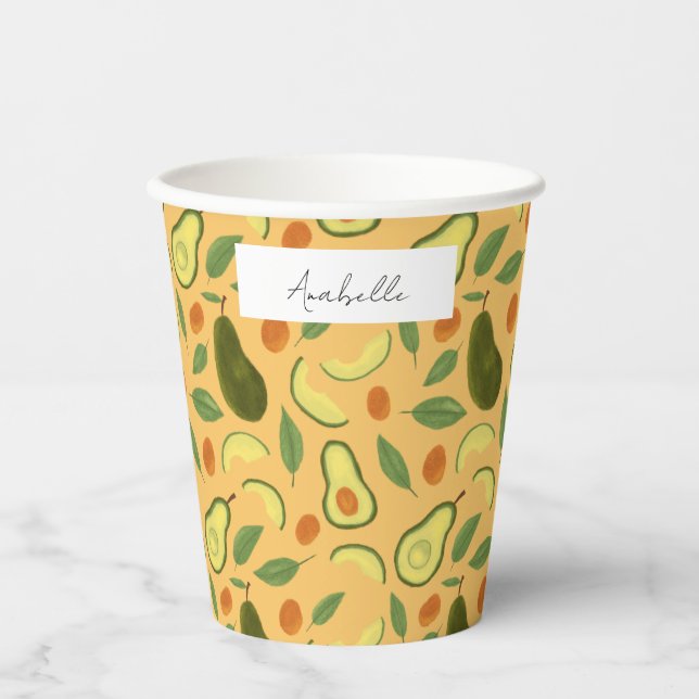 Fruit Basket Pattern Collection - Avocado Paper Cups (Front)