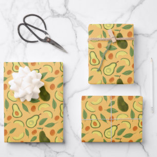Fruit Basket Pattern Collection - Avocado Wrapping Paper Sheet