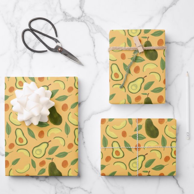 Fruit Basket Pattern Collection - Avocado Wrapping Paper Sheet (Front)