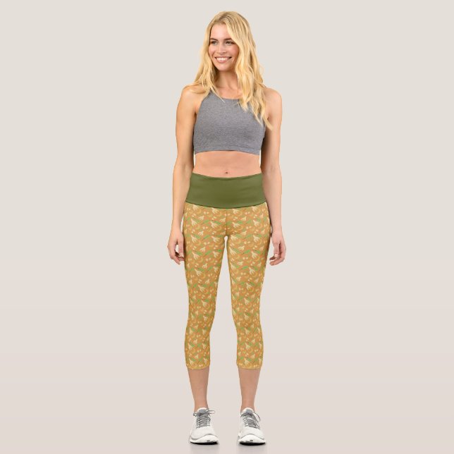 Fruit Basket Pattern Collection - Banana Capri Leggings (Front)