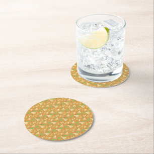 Fruit Basket Pattern Collection - Banana Round Paper Coaster