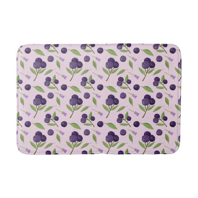 Fruit Basket Pattern Collection - Blueberries Bath Mat (Front)