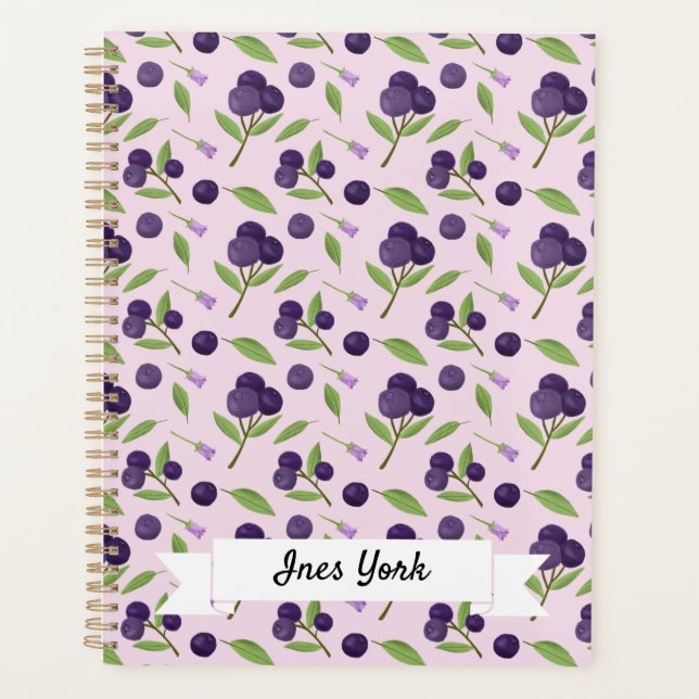 Fruit Basket Pattern Collection - Blueberries Planner (Front)