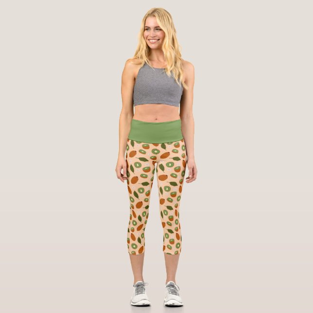 Fruit Basket Pattern Collection - Kiwi Capri Leggings (Front)