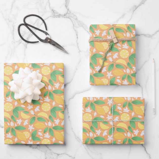 Fruit Basket Pattern Collection - Lemon Wrapping Paper Sheet (Front)