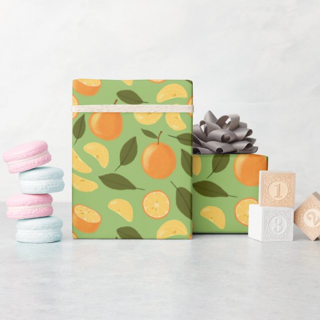 Fruit Basket Pattern Collection - Oranges Wrapping Paper (Baby Shower)