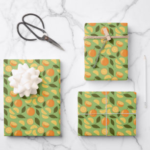 Fruit Basket Pattern Collection - Oranges Wrapping Paper Sheet
