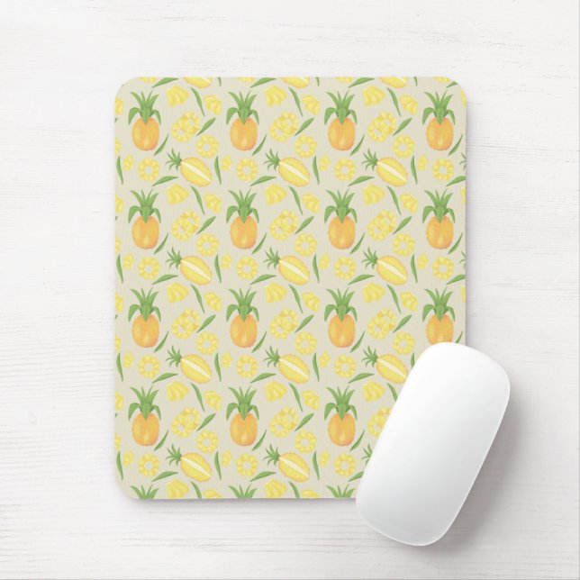 Fruit Basket Pattern Collection - Pineapples Mouse Mat (With Mouse)