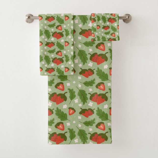 Fruit Basket Pattern Collection - Strawberries Bath Towel Set (Insitu)