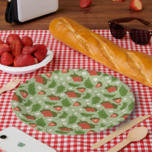 Fruit Basket Pattern Collection - Strawberries Paper Plate