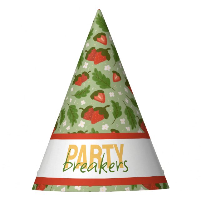 Fruit Basket Pattern Collection - Strawberries Party Hat (Front)