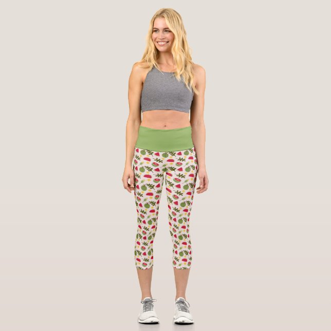 Fruit Basket Pattern Collection - Watermelon Capri Leggings (Front)