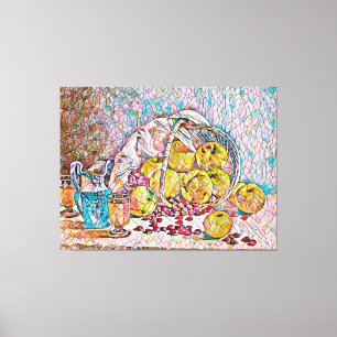 Fruit Basket Pitcher food still life Abstract art Canvas Print