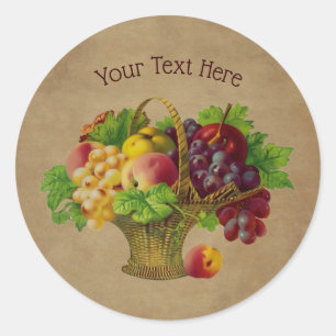 Fruit Basket Vintage Art Personalised  Classic Round Sticker