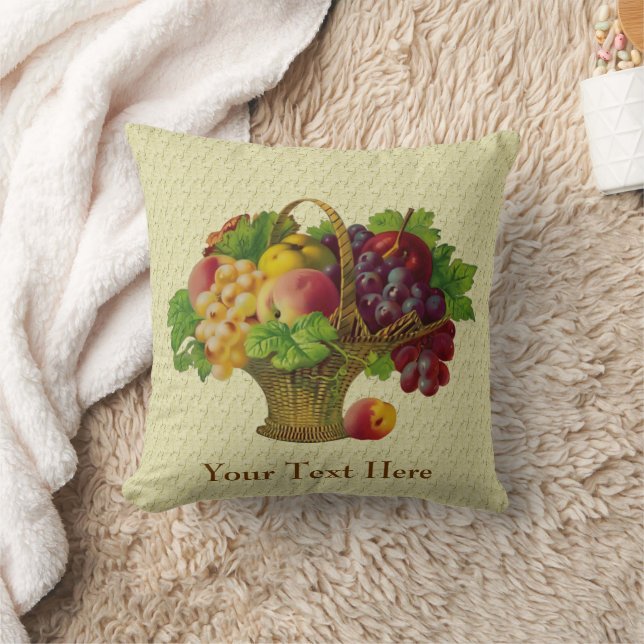 Fruit Basket Vintage Art Personalised Cushion (Blanket)
