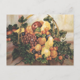 Fruit Basket Watercolor Painting Postcard