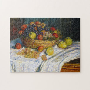 Fruit Basket with Apples and Grapes Claude Monet Jigsaw Puzzle