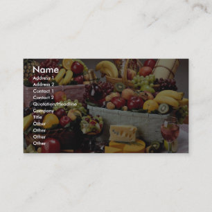 Fruit baskets, mixed fruit and cheeses business card