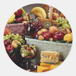 Fruit baskets, mixed fruit and cheeses classic round sticker