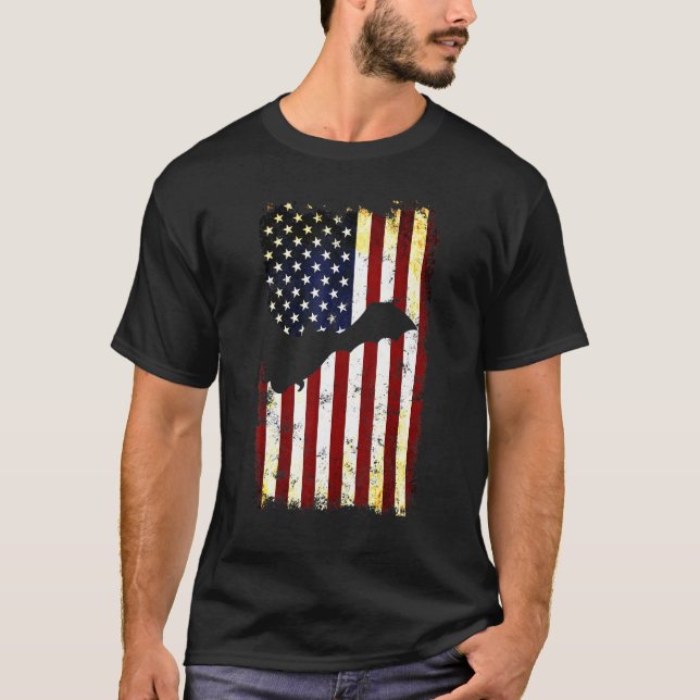 Fruit Bat Silhouette American Flag 4th Of July Meg T-Shirt (Front)
