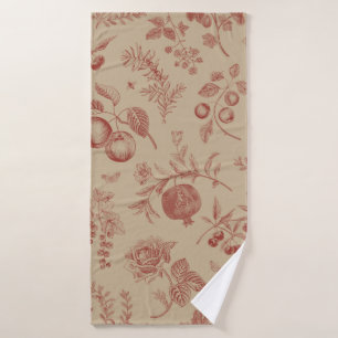 Fruit, berry and flowers. Autumn seamless pattern Bath Towel