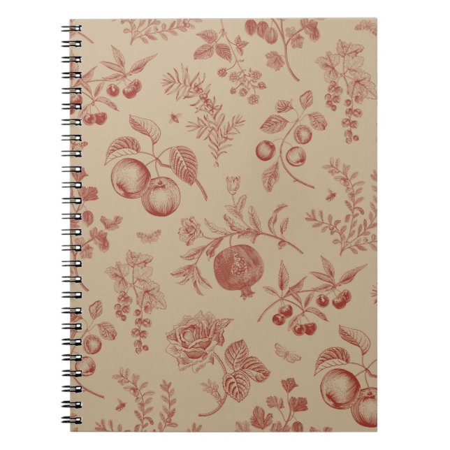 Fruit,  berry and flowers. Autumn seamless pattern Notebook (Front)
