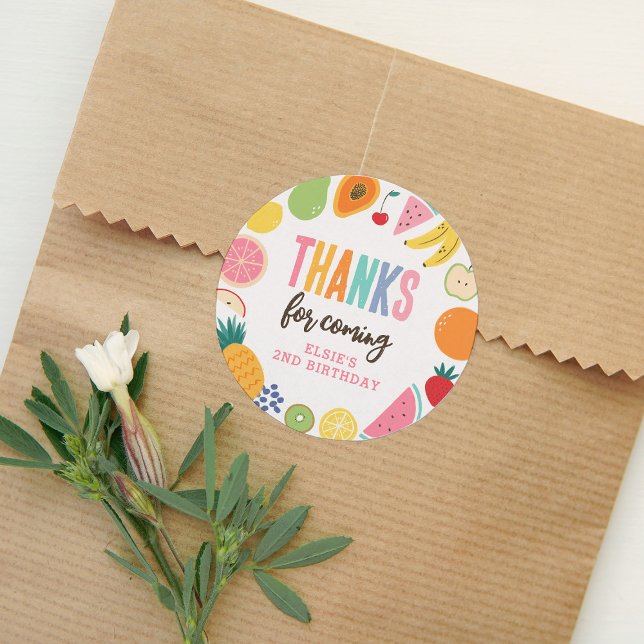 Fruit Birthday Party Classic Round Sticker (Creator Uploaded)