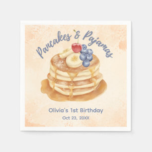 Fruit Blueberry Pancakes & Pyjamas 1st Birthday Napkin